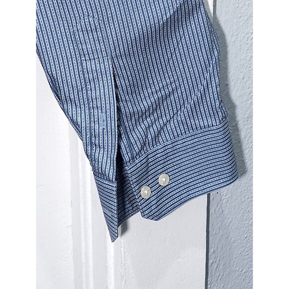Johnston & Murphy XXL Blue Striped Mens Dress Shirt - Picture 9 of 11